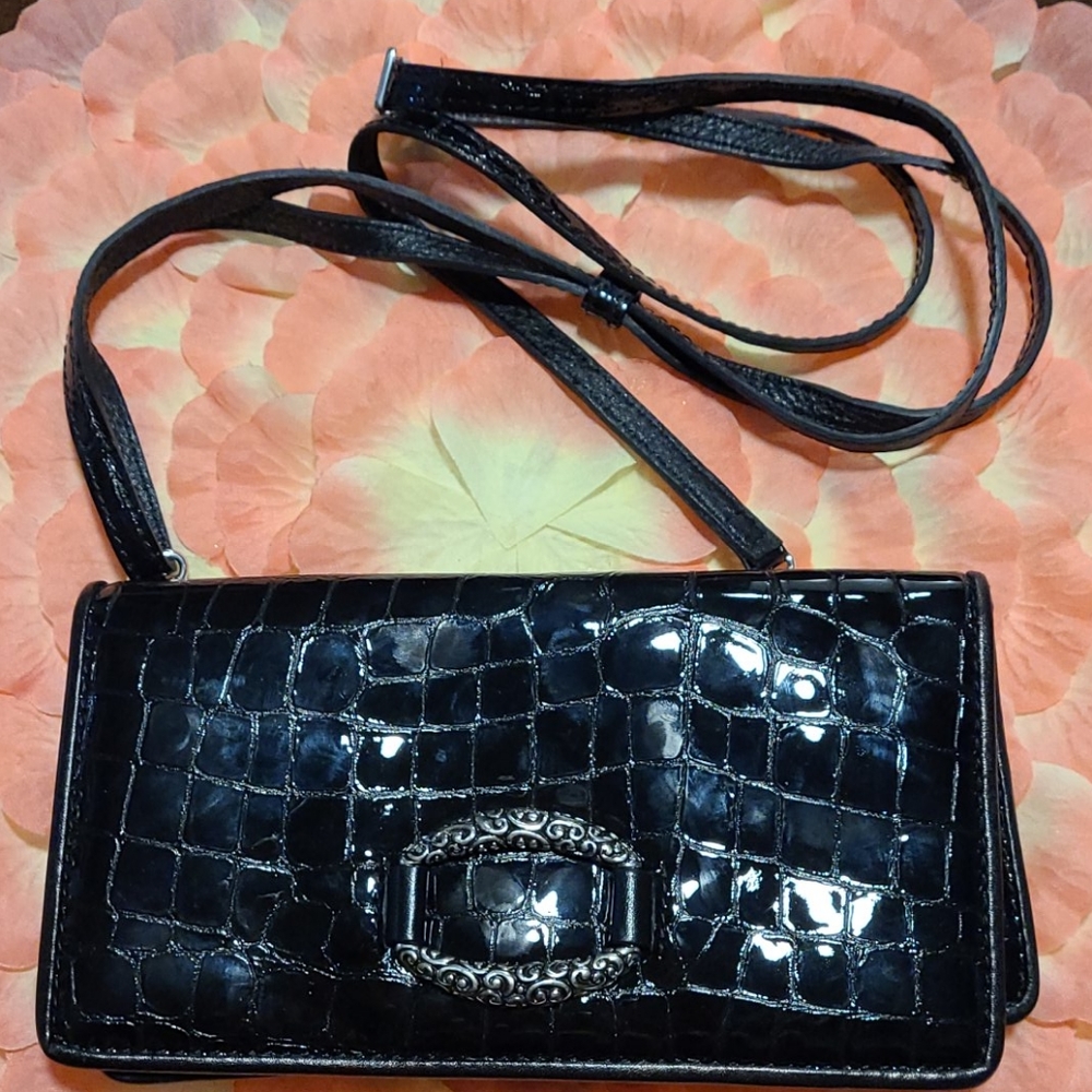 BRIGHTON black croc embossed